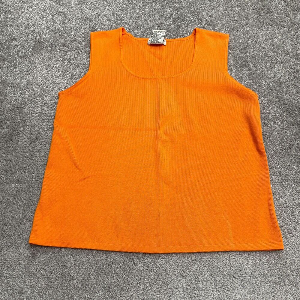 White Stag Knitted Basic Tank Top Womens Large Orange Square Neck Stretch Casual
